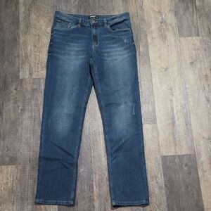 Crooks & Castles Men's Size 33/34 Straight Leg Distressed Zipper Fly